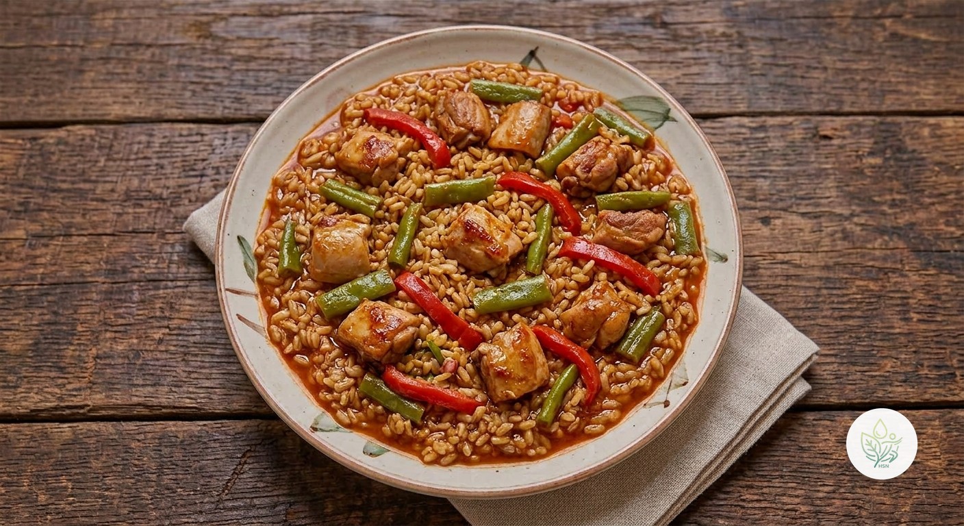 Arroz Integral con Conejo y Judías Verdes