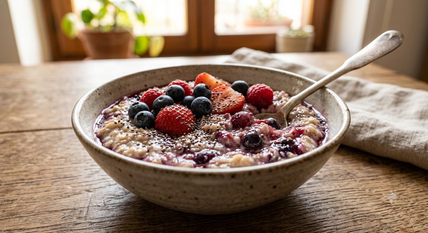 Gachas de Avena con Frutos Rojos