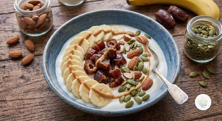 Bowl Energético de Plátano, Dátiles y Frutos Secos